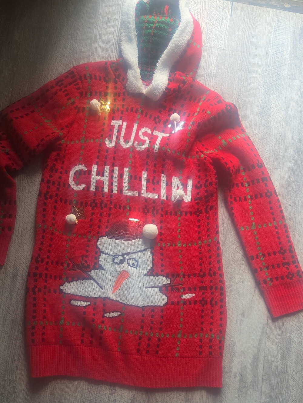 Just Chillin Red Men's Holiday Hoodie Sweater